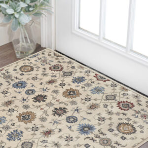 2' X 3' Taupe and Ivory Wool Patchwork Hand Tufted Area Rug