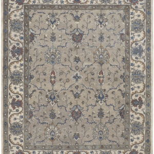 10' X 14' Taupe Ivory And Blue Wool Floral Tufted Handmade Stain Resistant Area Rug