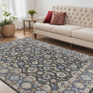 5' X 8' Taupe and Ivory Wool Floral Hand Tufted Area Rug