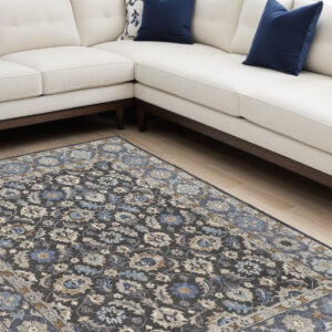 9' X 12' Taupe and Ivory Wool Floral Hand Tufted Area Rug