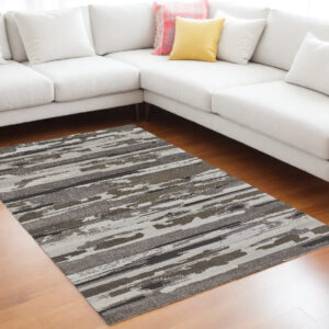 12' X 15' Gray and Ivory Abstract Power Loom Distressed Area Rug