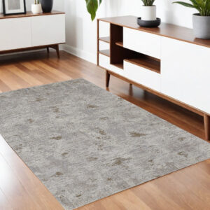 4' X 6' Gray and Ivory Abstract Power Loom Distressed Area Rug