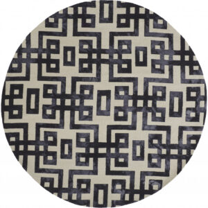 10' Ivory And Black Round Wool Tufted Handmade Stain Resistant Area Rug