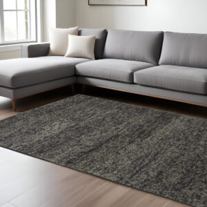 10' X 13' Gray Taupe And Black Wool Hand Woven Stain Resistant Area Rug