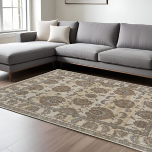 12' X 15' Tan Ivory And Brown Power Loom Area Rug