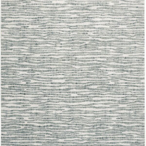 5' X 8' Gray Green And Ivory Striped Distressed Stain Resistant Area Rug