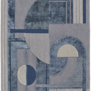 8' X 10' Blue Ivory And Gray Wool Striped Tufted Handmade Area Rug