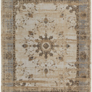 4' X 6' Tan Brown And Gray Power Loom Distressed Area Rug