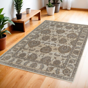 4' X 6' Tan Ivory And Brown Power Loom Area Rug