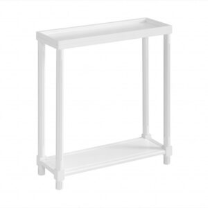 Set Of Two 24" White Wood Rectangular End Tables With Shelf