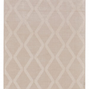 2' X 3' Ivory And Tan Geometric Stain Resistant Area Rug
