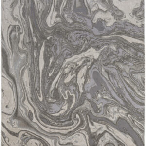 2' X 3' Gray Ivory And Silver Abstract Stain Resistant Area Rug