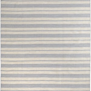 2' X 3' Blue Ivory And Tan Striped Dhurrie Hand Woven Stain Resistant Area Rug