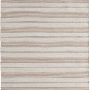 2' X 3' Ivory And Taupe Striped Dhurrie Hand Woven Stain Resistant Area Rug