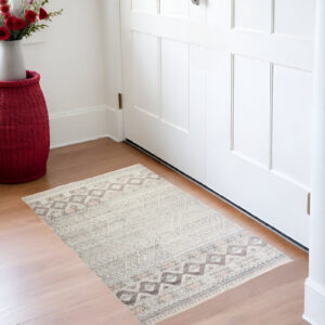 2' X 3' Gray and Ivory Geometric Hand Knotted Area Rug