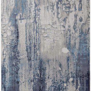 2' X 3' Ivory Blue And Black Abstract Power Loom Distressed Area Rug
