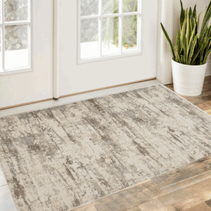 2' X 3' Ivory And Brown Abstract Area Rug