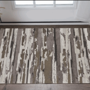 2' X 3' Brown and Ivory Abstract Power Loom Distressed Area Rug