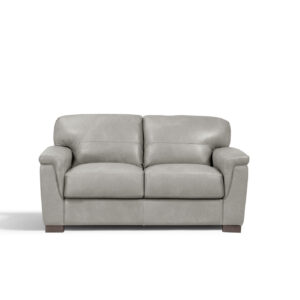 67" Gray And Brown Leather Loveseat
