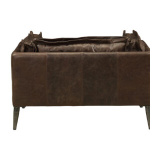 47" Brown and Black Top Grain Leather Chair and a Half