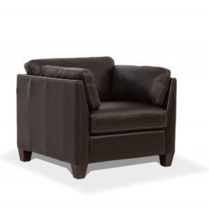 36" Chocolate and Black Genuine Leather Arm Chair