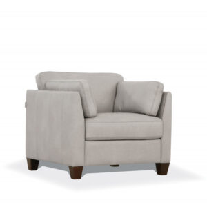 36" White and Black Genuine Leather Arm Chair