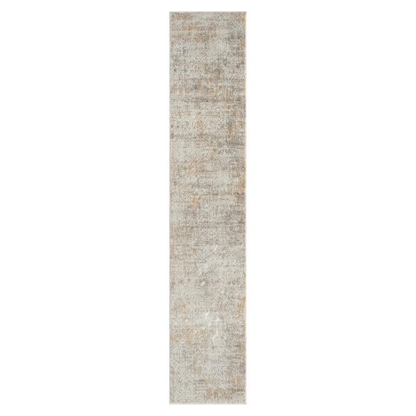 2' X 10' Gray Damask Distressed Runner Rug