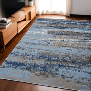 5' X 7' Blue Abstract Area Rug