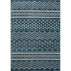8' X 10' Blue Geometric Washable Area Rug