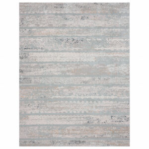 8' X 10' Blue Abstract Distressed Area Rug