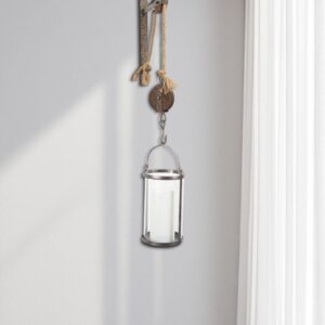32" Silver Metal And Glass Wall Sconce Candle Holder