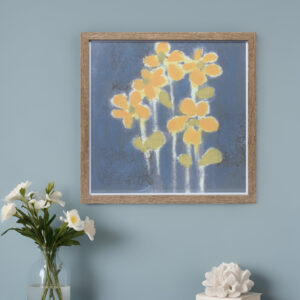 15" X 15" Blue And Yellow Flower Wood Square Framed Art
