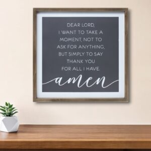 20" X 20" Gray And White Thankful Prayer Square Prayer Wall Decor