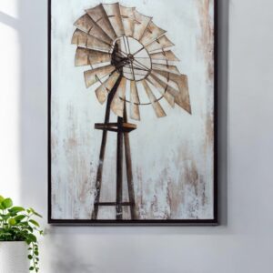 28" X 20" Black Brown And White Wood Framed Art