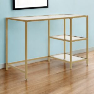 42" Clear and Gold Glass and Metal Computer Desk