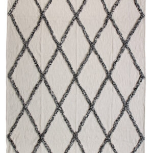 60" X 50" Cream Woven Cotton Geometric Throw Blanket with Fringe