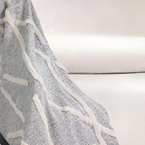 50" X 60" Black and Gray Woven Cotton Geometric Throw Blanket with Fringe