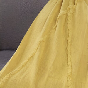 60" X 50" Yellow Woven Cotton Throw Blanket with Fringe