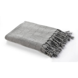 50" X 60" Gray Woven Cotton Throw Blanket with Fringe