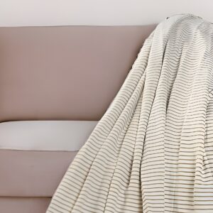 50" X 60" Gray and White Woven Cotton Striped Throw Blanket with Tassels