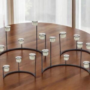 Set of Four Black Metal Centerpiece Votive Candle Holders