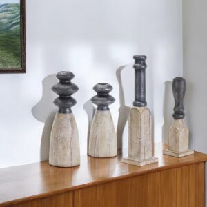 Set of Four Natural and Black Resin and Stone Powder Ornate Tabletop