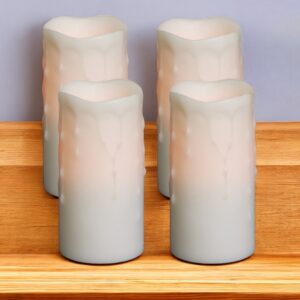 Set of Four Off White Flameless Pillar Candles