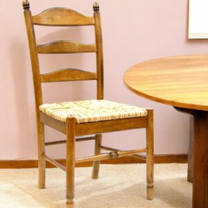 Straw And Brown Wood Ladder Back Dining Side Chair
