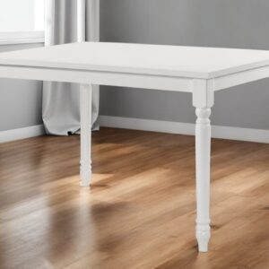 48" White Solid Wood Dining Table