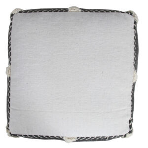 18" Black Cotton Geometric Pouf Ottoman