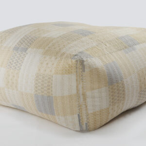 48" Cream Cotton Patchwork Pouf Ottoman