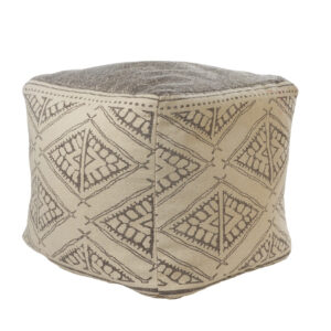 20" Beige Cotton Tribal Pouf Ottoman