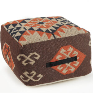 18" Brown Tribal Pouf Ottoman