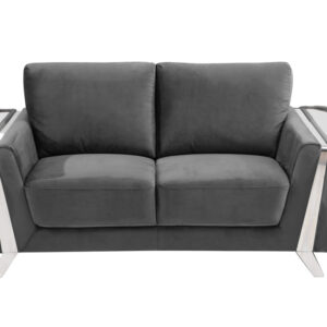 72" Dark Gray And Silver Velvet Loveseat